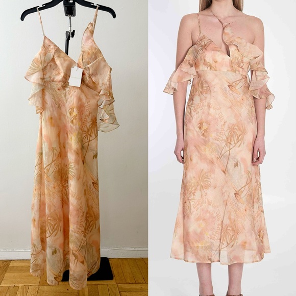 NWT Zimmermann Dress|Zimmermann Illuminate Midi Dredd Flutter Slip (AU 2/US 8) - Picture 1 of 16